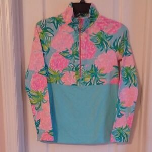 Lilly Pulitzer Skipper Half-Zip Popover Pink & Blue Sz XXS